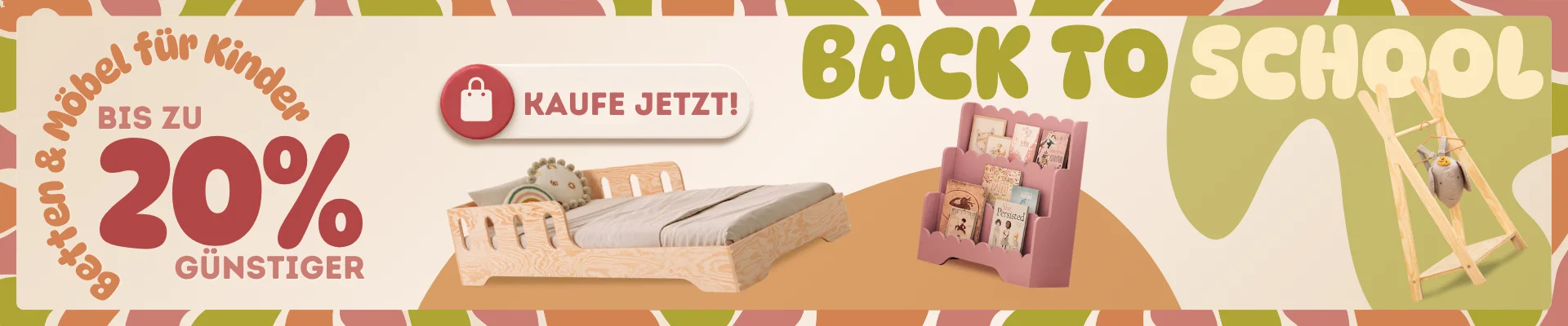 „Back to School“-Banner: Bis zu 20 % Rabatt auf Kinderbetten und Kindermöbel. Angebot bis zum 15.09.