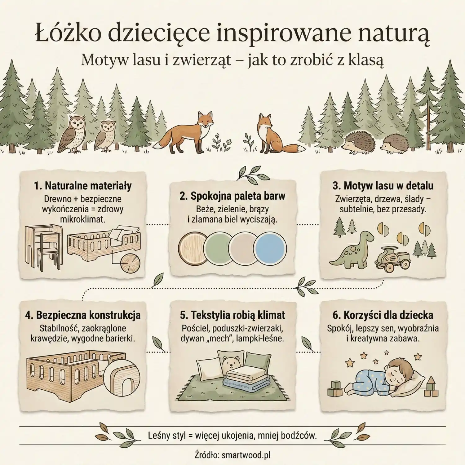Łóżko dziecięce inspirowane naturą - jak wprowadzić motyw lasu i zwierząt