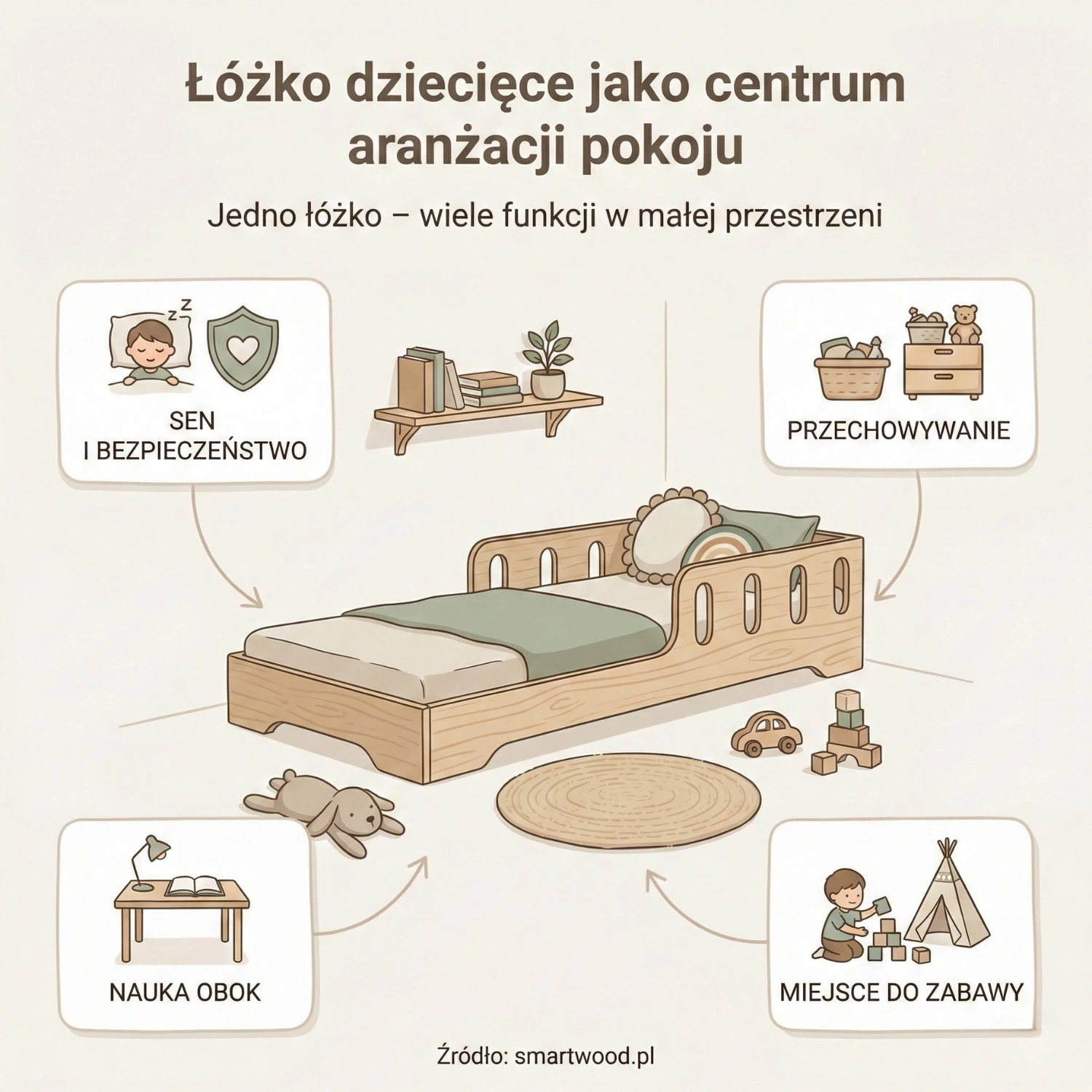 Łóżko dziecięce jako centrum aranżacji pokoju - jak je wkomponować?