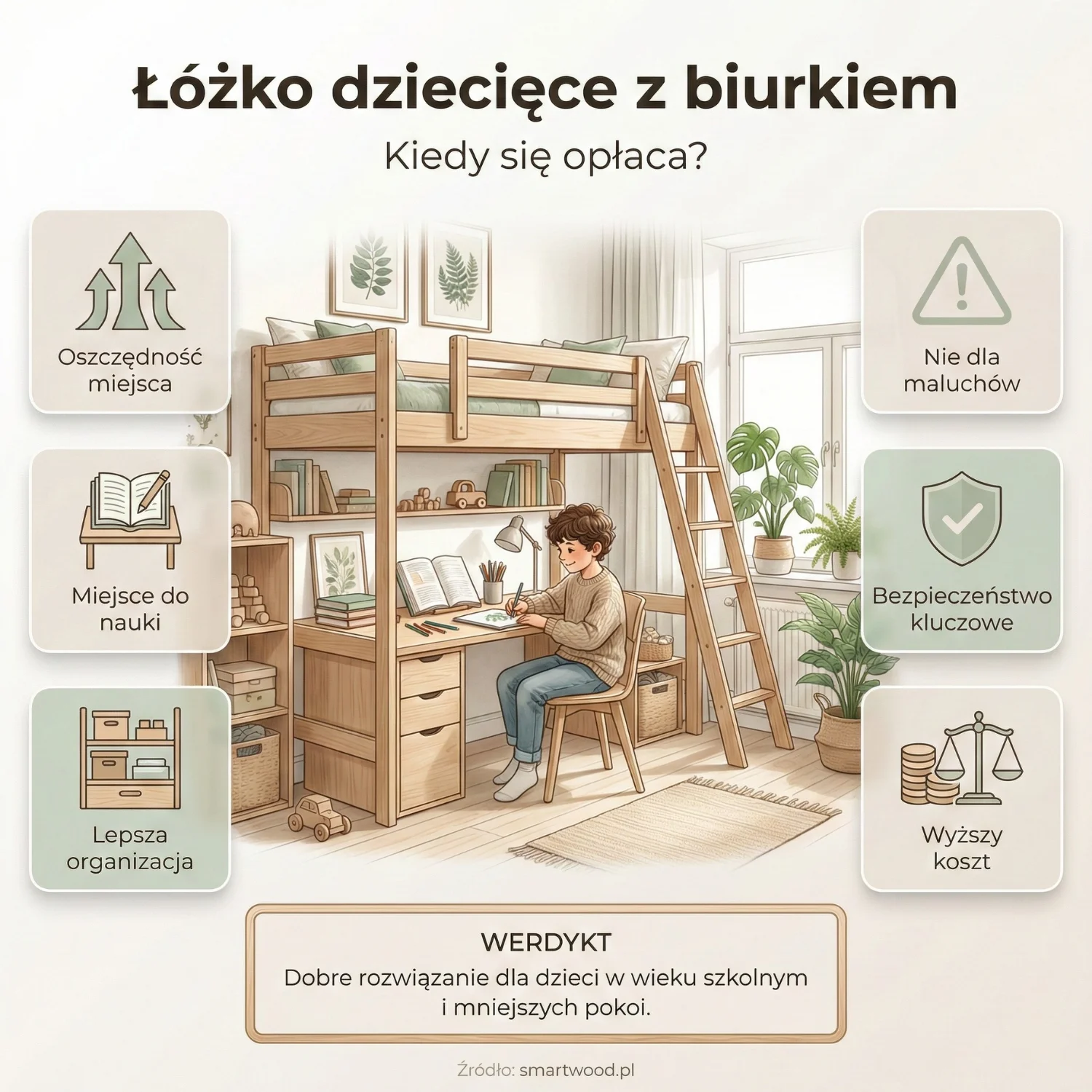 Łóżko dziecięce z biurkiem - kiedy się opłaca?