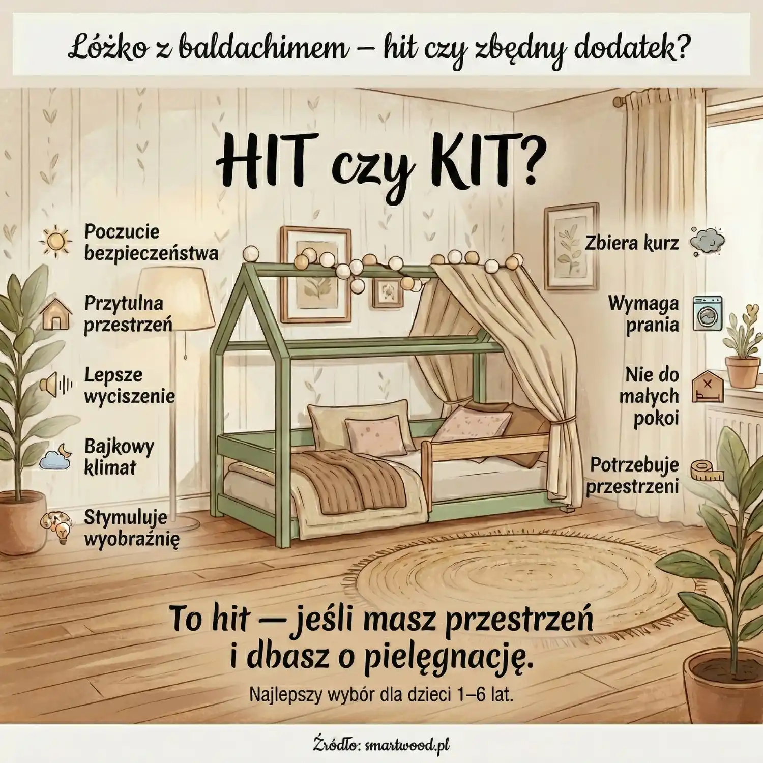 Łóżko dziecięce z baldachimem - hit czy zbędny dodatek?