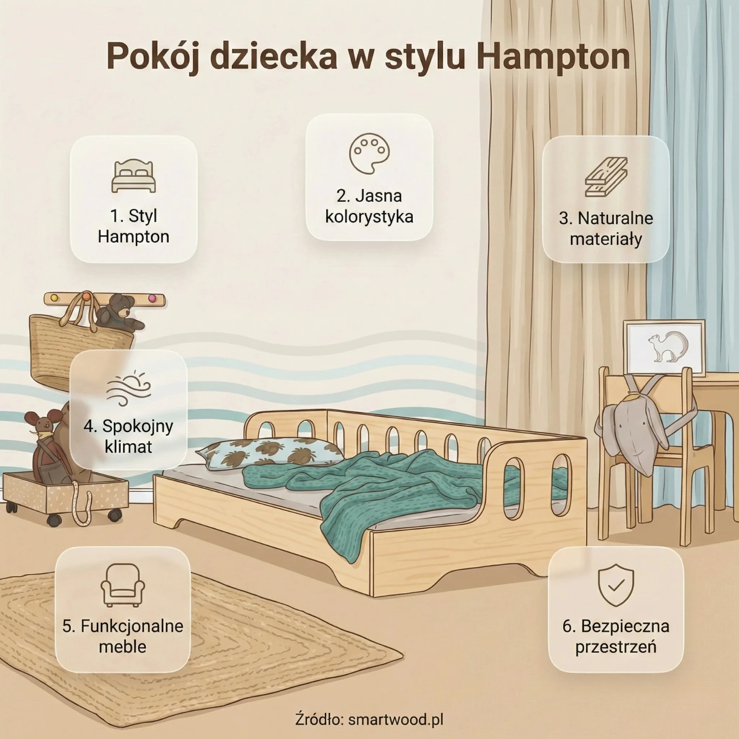 Jak urządzić pokoik dla dziecka i wybrać łóżeczko dziecięce w stylu Hampton?