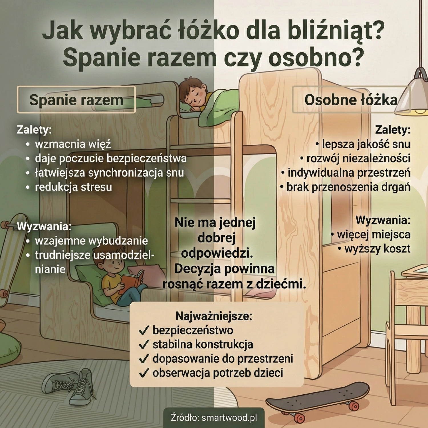 Jak wybrać najlepsze łóżka dla bliźniąt? Spanie razem czy osobno – kompleksowy przewodnik dla rodziców