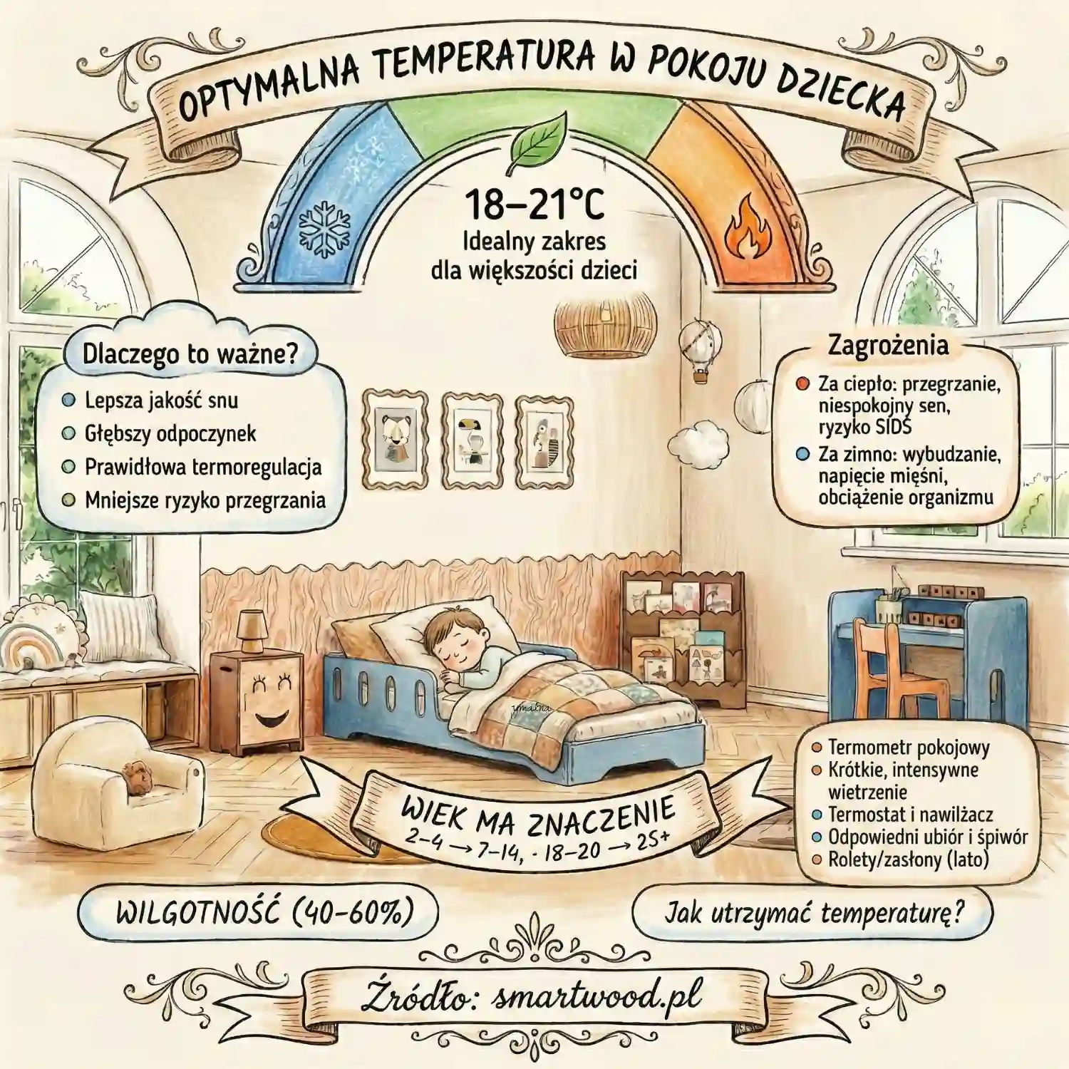 Optymalna temperatura w sypialni dziecka: Co sprawi, że Twoje dziecko będzie spać spokojnie i zdrowo?