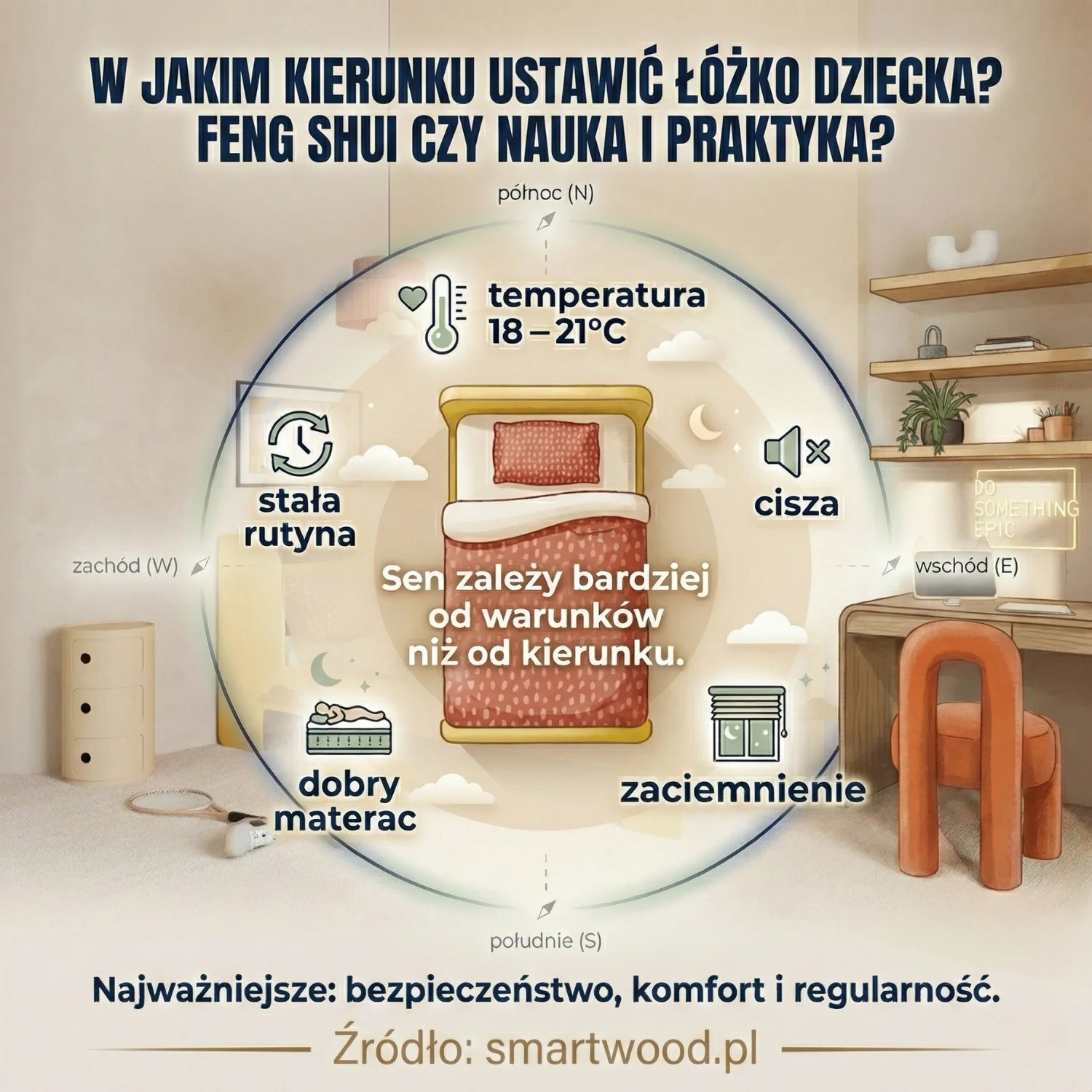 W jakim kierunku najlepiej ustawić łóżko dziecięce? Feng Shui kontra nauka i praktyka