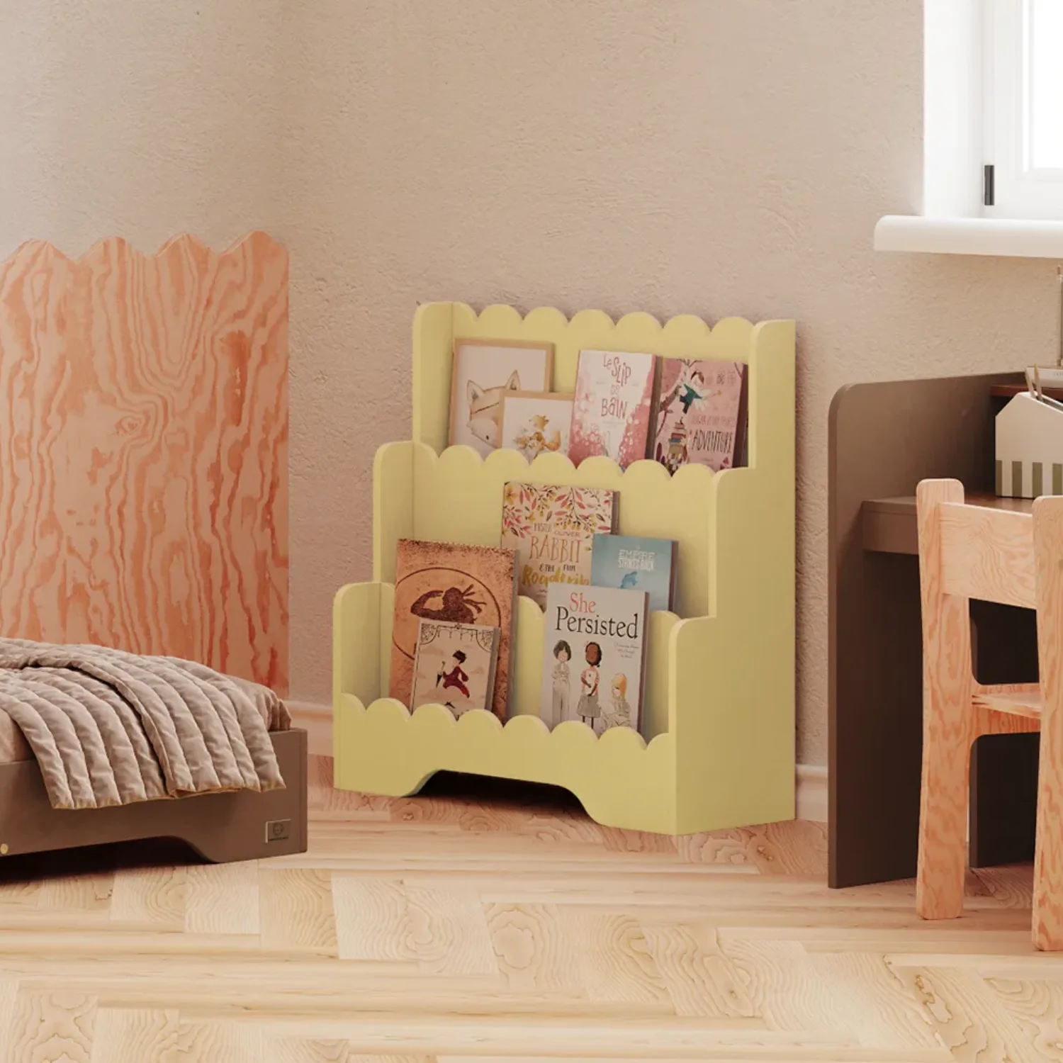 Regał na książki dla dzieci LULU Montessori Drewniany
