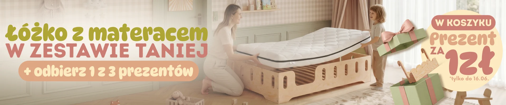 Łóżko z materacem w zestawie taniej, dodatkowo odbierz 1 z 3 produktów za 1 zł