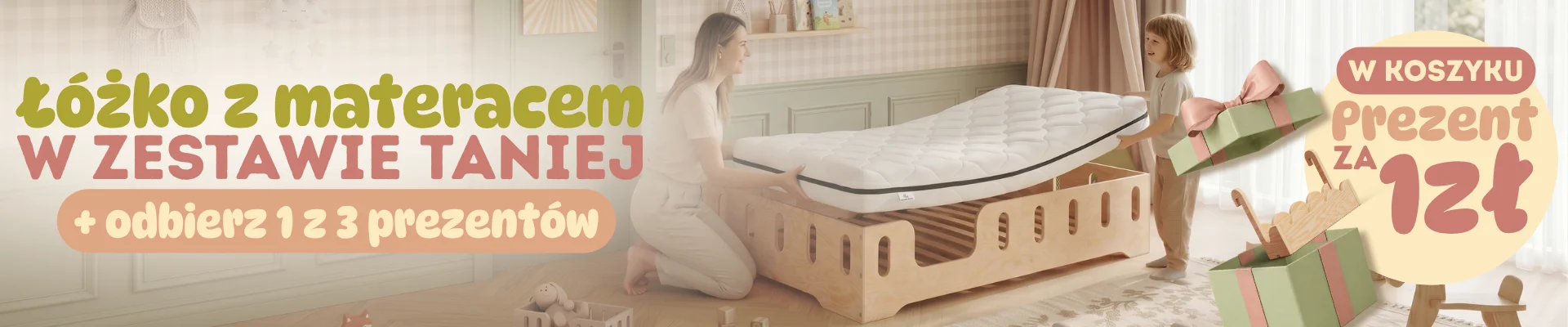 Łóżko z materacem w zestawie taniej, dodatkowo odbierz 1 z 3 produktów za 1 zł